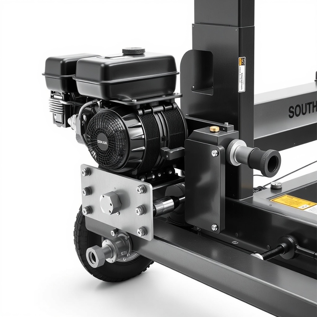 <Clean photorealistic photo of a Southland 22-Ton log splitter with the gas engine removed